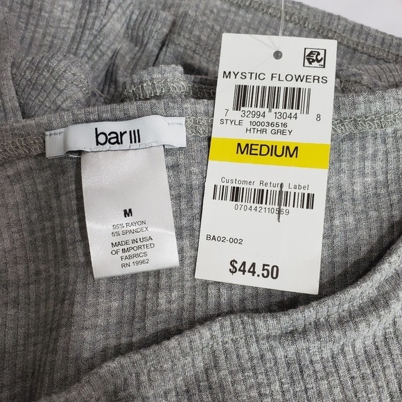 Bar III Ribbed Off The Shoulder Bell Sleeve Top - Picture 4 of 4